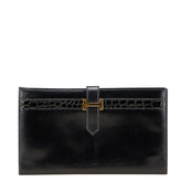 エルメス ベアン 長財布 ブラック ボックスカーフ レディース HERMES 【中古】